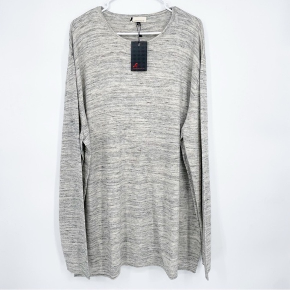 Dressmann Cotton Round Neck Sweater Heather Gray Knit‎ Grey Wool Blend Soft